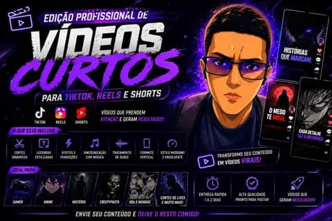 Imagem do serviço (Em construção) Edição Profissional de Vídeos Curtos para TikTok e Reels