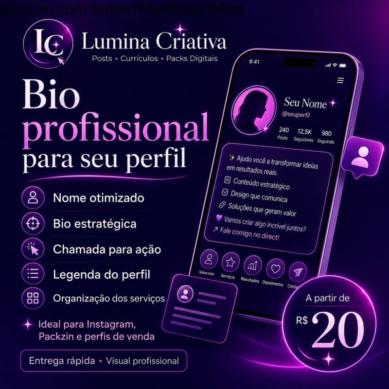 Imagem do serviço Crio uma bio profissional para seu perfil
