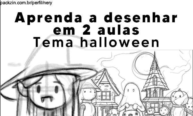 Imagem do pack Aulas básica de desenho já em clima de halloween!