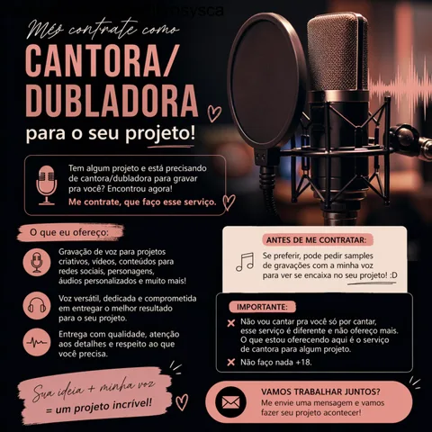 Imagem do serviço Me contrate como cantora/dubladora para o seu projeto