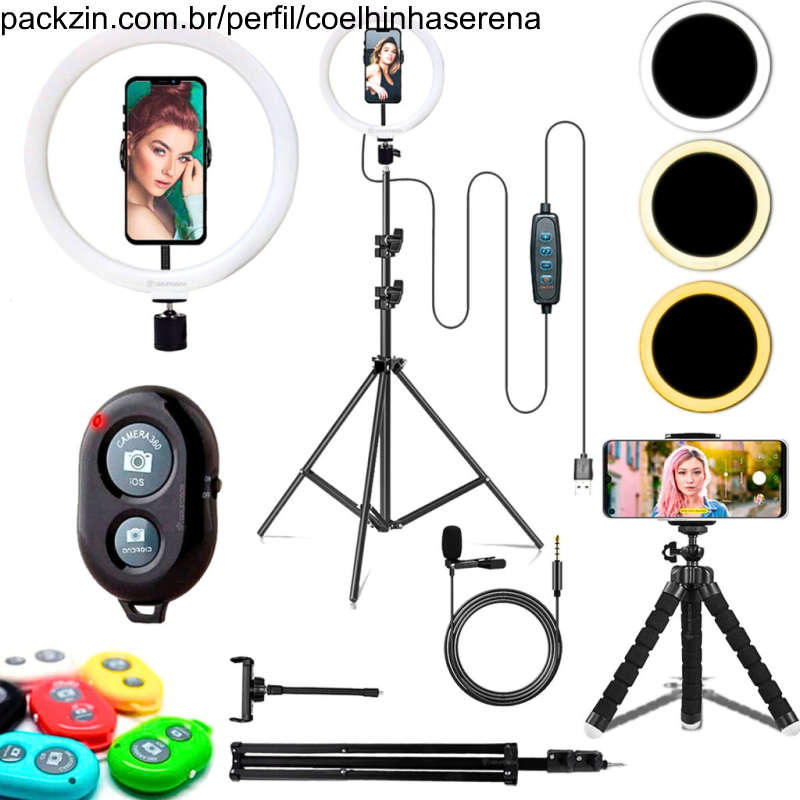 Imagem do pack Kit Ring Light com tripé! 🤍