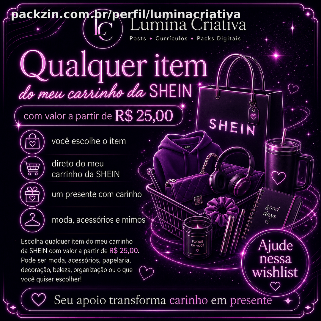 Imagem do pack Qualquer item do meu carrinho da SHEIN 💜🛍️